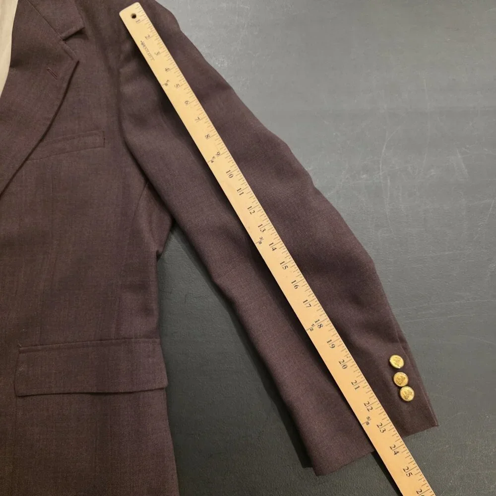 Vintage Stafford Blazer Burgundy Gold 2-Button Jacket Sport Coat‎ USA Mens 42L